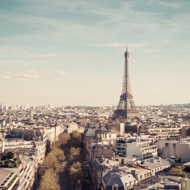 Tapet cu panorama Parisului, Turnul Eiffel, vedere panoramică, decor modern, tapet de perete