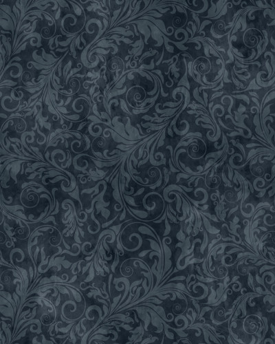 Tapet cu design floral, Twining Vines, Navy, în decorul unui dormitor