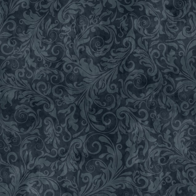 Tapet cu design floral, Twining Vines, Navy, în decorul unui dormitor