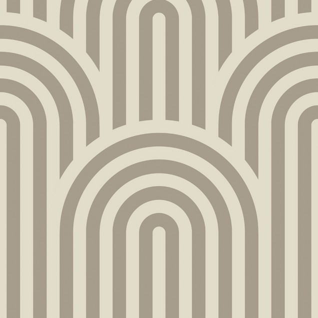 Tapet cu design geometric minimalist, cu linii simple și arcurile rotunjite, în culori neutre, ideal pentru dormitor.