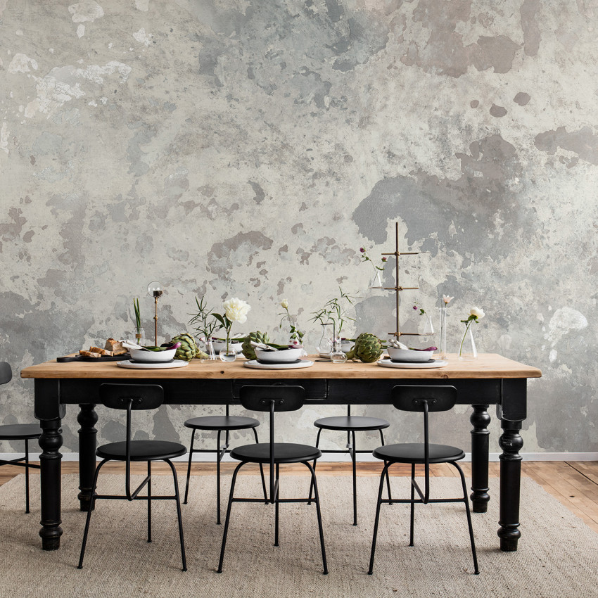 Tapet Fragments Charcoal - Design beton gri-antracit