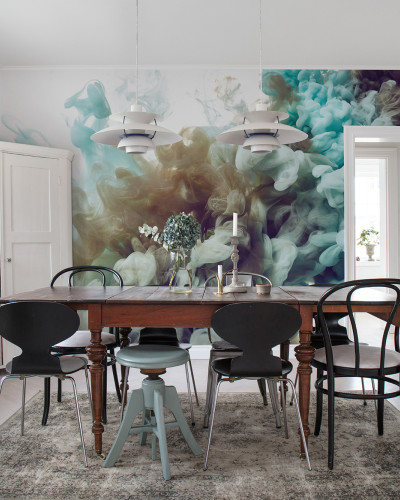Tapet 3D cu design abstract modern. Inspirat de inelele de fum.