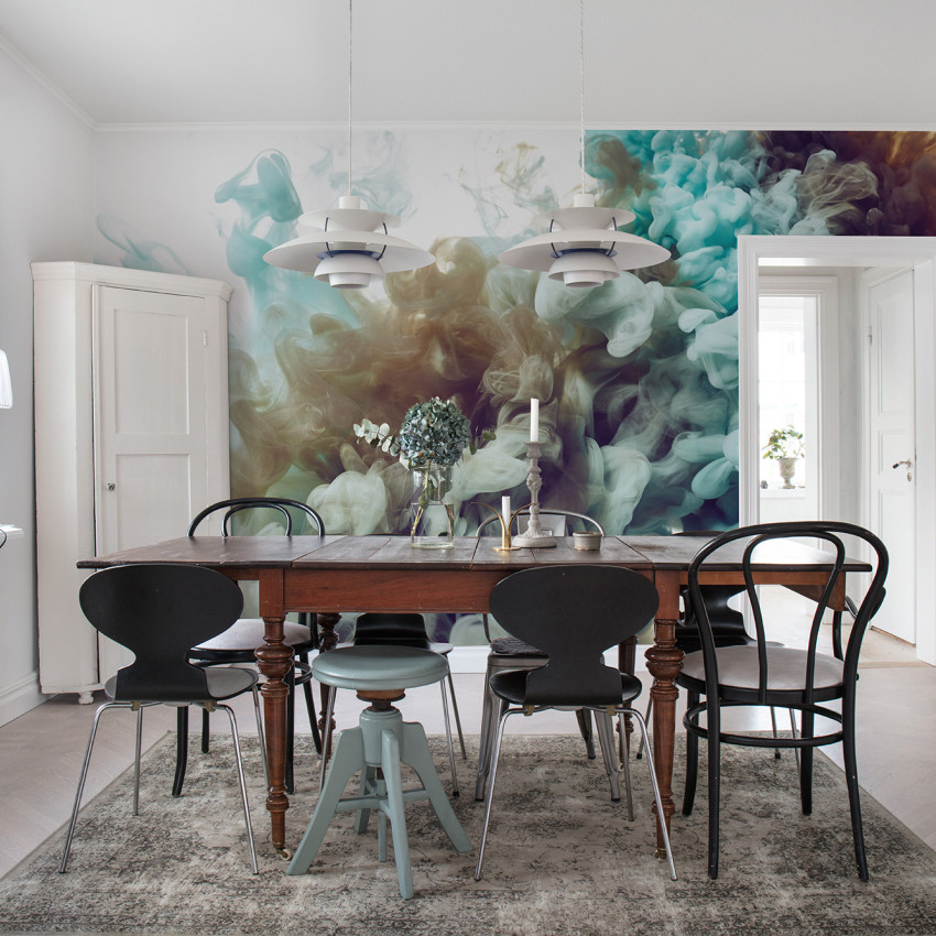 Tapet 3D cu design abstract modern. Inspirat de inelele de fum.