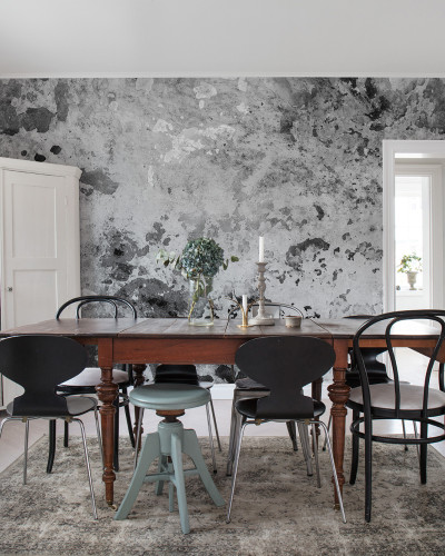 Tapet Fragments Charcoal - Design beton gri-antracit