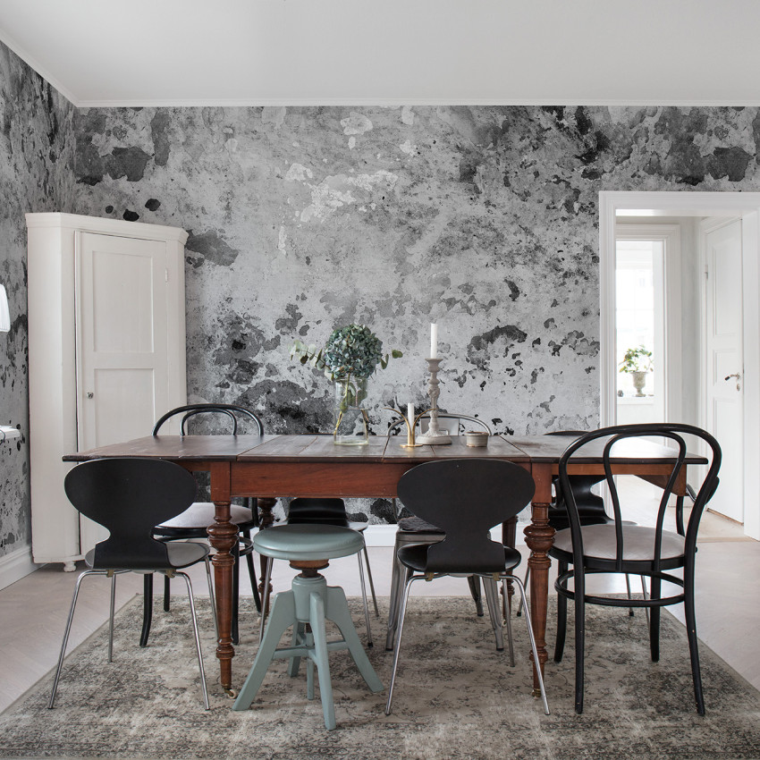 Tapet Fragments Charcoal - Design beton gri-antracit