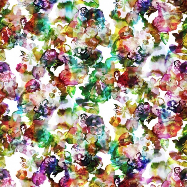 Tapet floral abstract cu acuarelă în nuanțe vibrante.