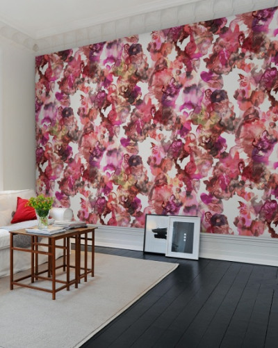 Tapet floral rosu cu design elegant