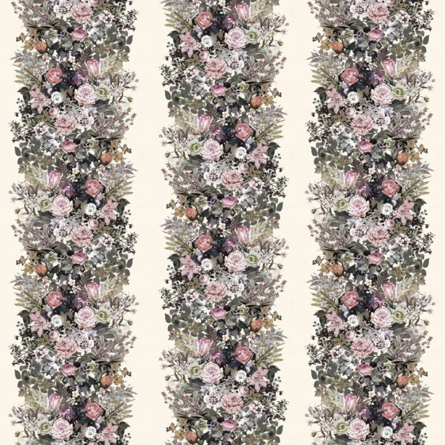 Tapet floral vintage cu flori delicate aranjate in buchete luxuriante.