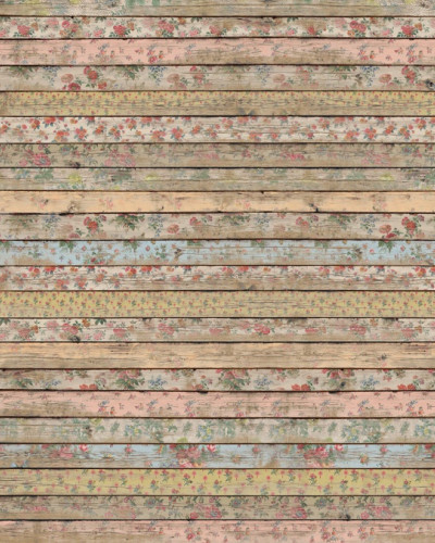 Tapet 3D Wall Garden, aspect realist lemn cu detalii florale