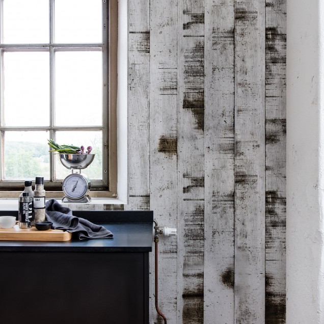 Tapet 3D Metal Birch cu aspect de lemn