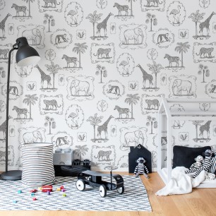 Fototapet Rebel Walls RBW-R15271. Conține culorile: Alb, Alb Trafic, Gri, Gri Quartz, Aluminiu, Aluminiu-Alb, Maro, Maro-Negru