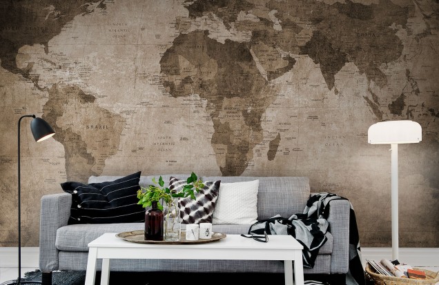 Fototapet World Map, Brown, Rebel Walls