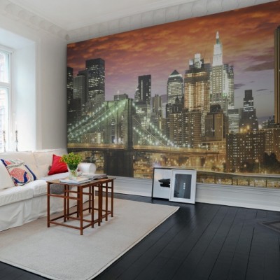 Tapet 3D cu imaginea Podului Brooklyn, New York City