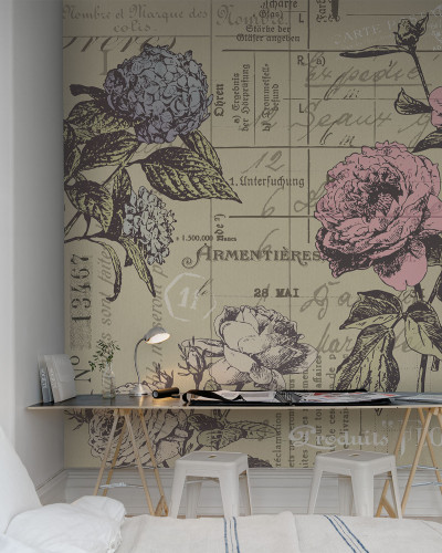 Tapet cu flori vintage, elegant și romantic