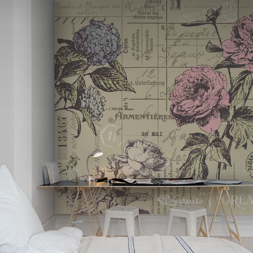 Tapet cu flori vintage, elegant și romantic