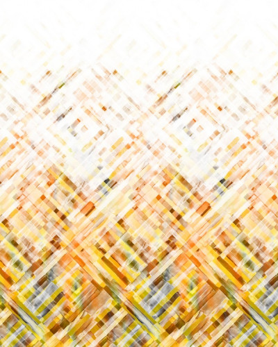 Tapet geometric Dream Weaver, cu design modern și culori calde de galben și alb.