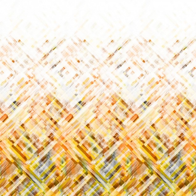 Tapet geometric Dream Weaver, cu design modern și culori calde de galben și alb.
