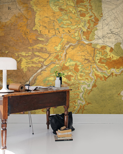 Wallpaper cu harta vintage Trails and Tracks