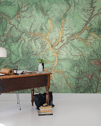 Tapet Woodland cu design de hartă veche