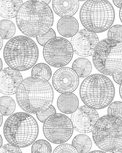 Globuri Gathering, Black and White wallpaper, cu un design modern,  globuri în nuanțe de alb și negru.