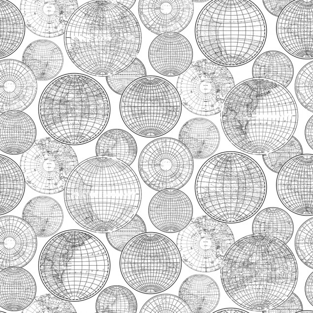 Globuri Gathering, Black and White wallpaper, cu un design modern,  globuri în nuanțe de alb și negru.