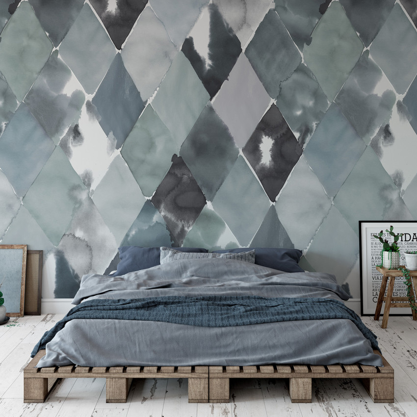 Fototapet Big Harlequin, Plum cu model geometric abstract