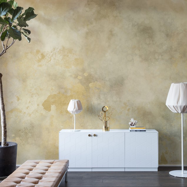 Tapet Color Clouds, Gold cu nuanțe aurii, perfect pentru un decor modern si sofisticat.