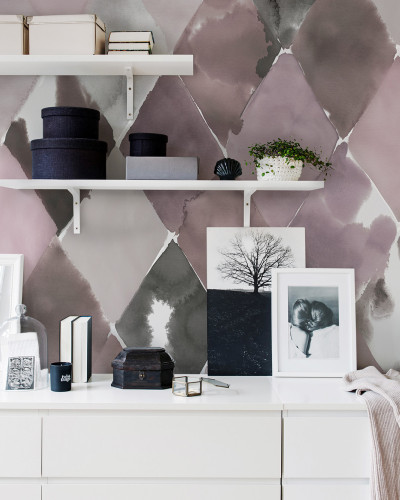 Fototapet Big Harlequin, Plum cu model geometric abstract