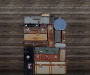 Foto tapet 3D Stacked Suitcases, Pile, personalizat, repetitiv, Rebel Walls