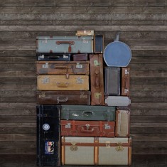 Foto tapet 3D Stacked Suitcases, Pile, personalizat, repetitiv, Rebel Walls
