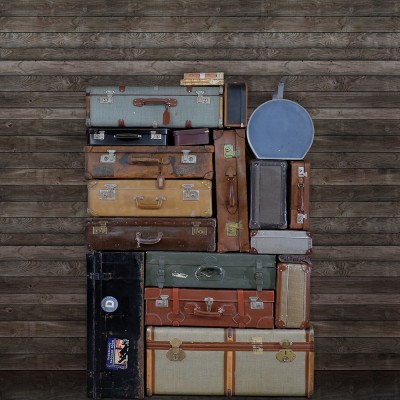 Foto tapet 3D Stacked Suitcases, Pile, personalizat, repetitiv, Rebel Walls, Fototapet living 