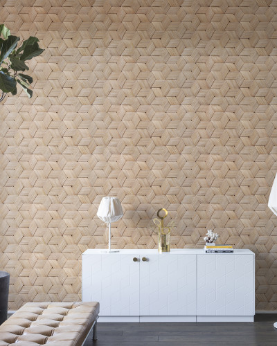 Tapet cu design 3D de scoarță de mesteacăn împletită, cu aspect texturat și natural.
