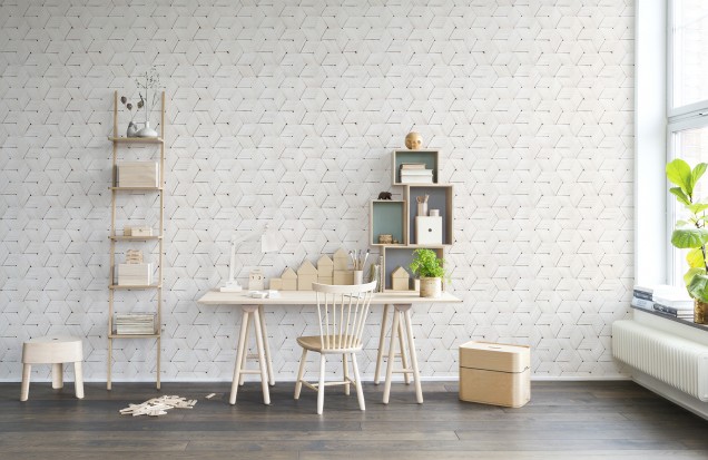Foto tapet 3D Birch Bark Braids, White, repetitiv, Rebel Walls