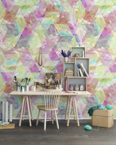 Tapet Sassy Zigzag, repetitiv, cu design geometric modern, în nuanțe pastelate