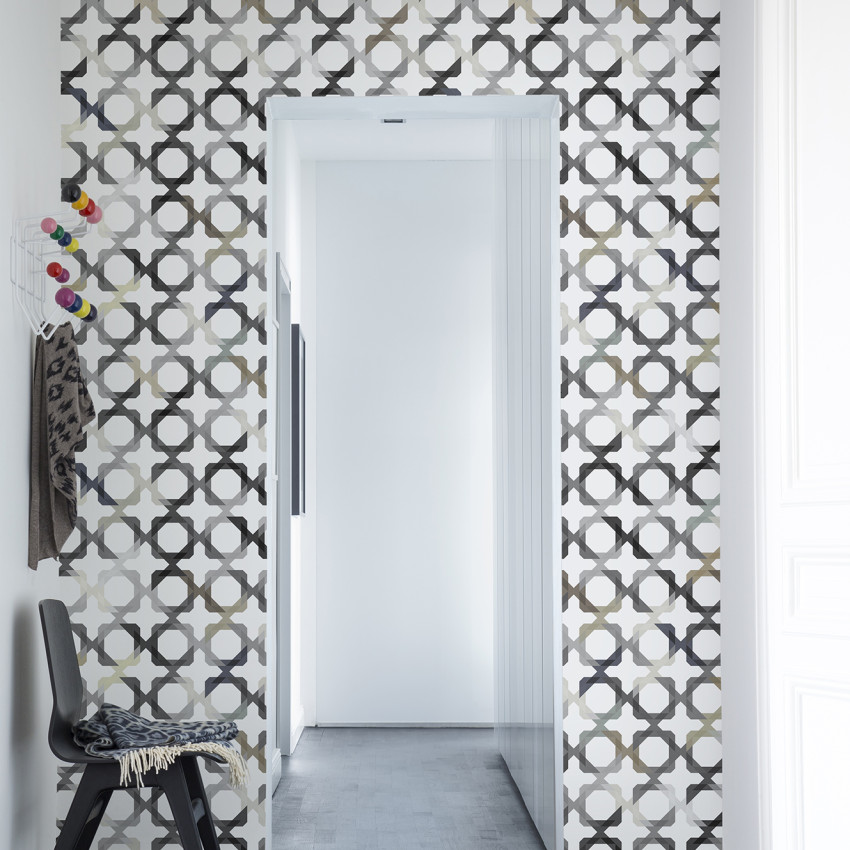 Tapet cu model geometric gri, cu forme repetitive