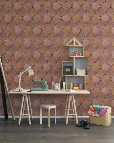 Tapet 3D cu model rombic inspirat din pielea împletită, perfect pentru un living, dormitor sau birou.
