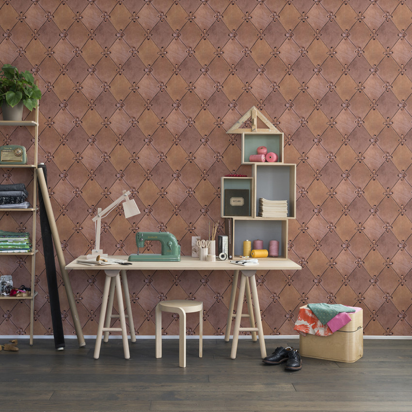 Tapet 3D cu model rombic inspirat din pielea împletită, perfect pentru un living, dormitor sau birou.
