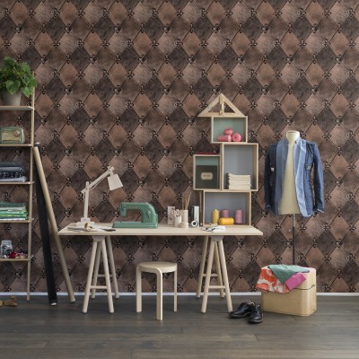 Tapet 3D Leather Rhombs - Vintage