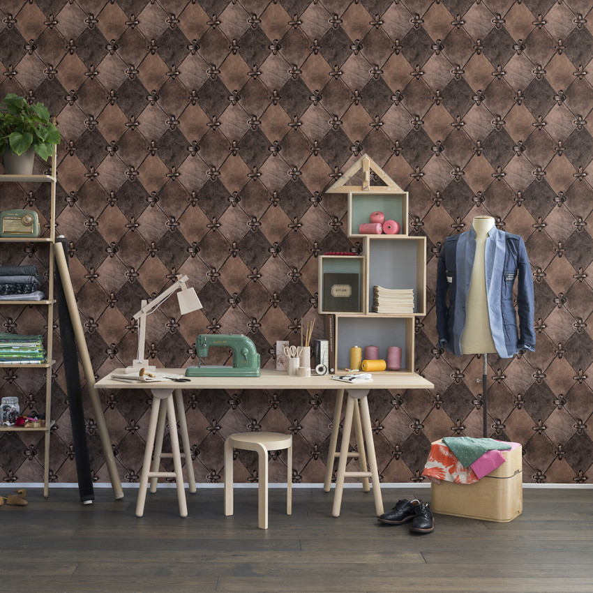 Tapet 3D Leather Rhombs - Vintage