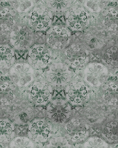 Tapet Qatar Sage, cu design floral vintage, în nuanțe de verde, în dormitor