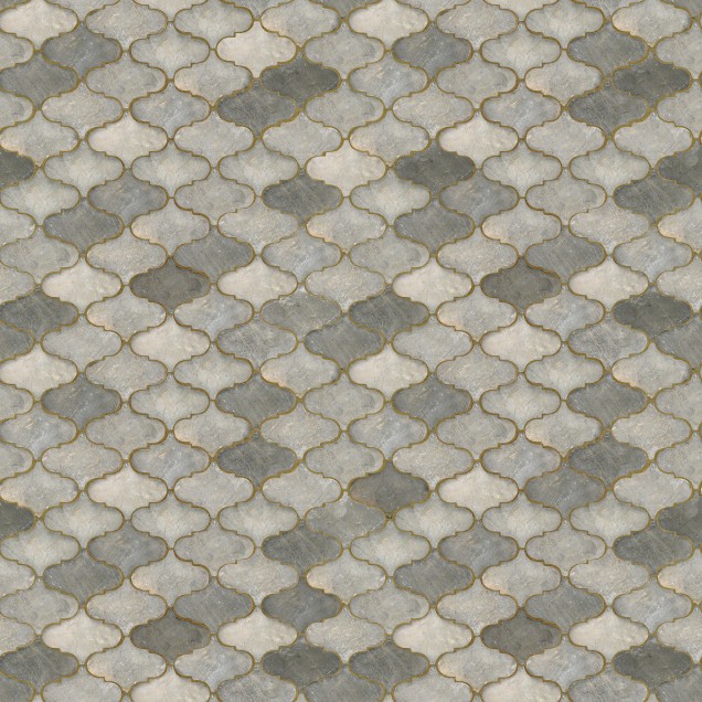Imagine cu un tapet cu design elegant, cu o textură subtilă, inspirată de plăcile de piatră. Modelul are detalii aurii.