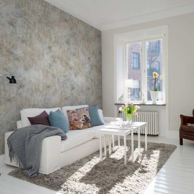 Tapet cu aspect de beton brut Fossil Stone