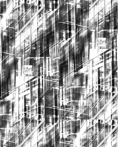 Wallpaper abstract Neon City, Black, cu design urban in tonuri de gri si negru.