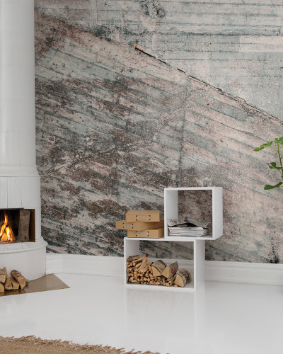 Tapet 3D cu design modern, imitând pereții din beton vintage.