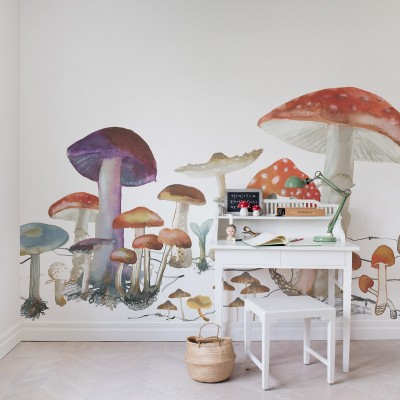 Foto tapet 3D Ciuperci colorate, personalizat, Rebel Walls, Fototapet pentru copii 