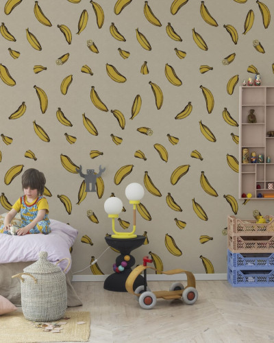 Tapet cu banane desenate, perfect pentru camera copiilor