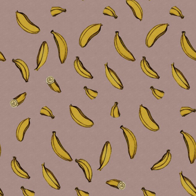 Tapet cu imprimeu grafic cu banane roz