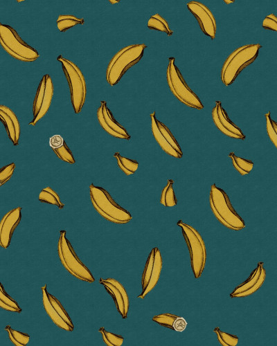 Wallpaper cu banane galbene pe un fundal verde
