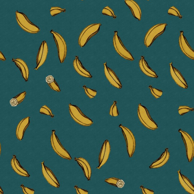 Wallpaper cu banane galbene pe un fundal verde