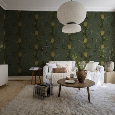 Tapet cu ananas, cu design minimalist și culori vibrante